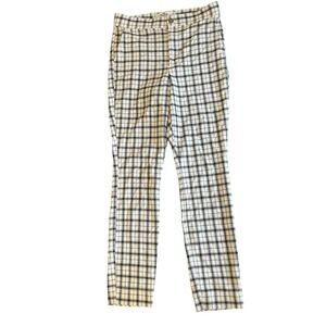 Hollister Women's Size M Ultra High-Rise White Black Plaid Pants Skinny Preppy